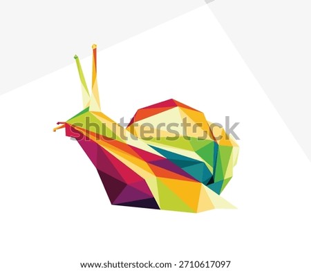 Snail Vector in Colorful Polygonal Low Poly. Snail Colorful Logo Vector. Snail Illustration polygon for kids animal book