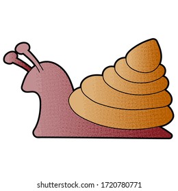 Diseño vector de caracol. mano digital dibujada. textura de medio tono