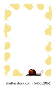 snail vector frame. realistic snail and snails silhouette