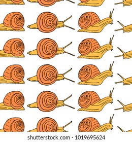 Snail vector illustration. Doodle style. Design, print, decor, textile, paper
