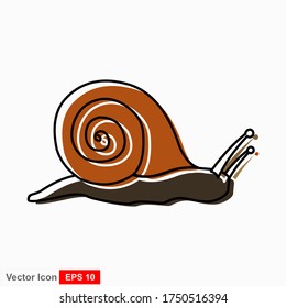 Caracol. Ilustración vectorial aislada en fondo blanco, diseño plano, estilo de dibujos animados.