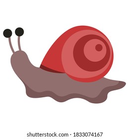 Snail vector illustration. Small animal icon in flat style. Good for zoo, poster, banner