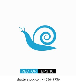 Snail vector. Isolated blue icon on white background.