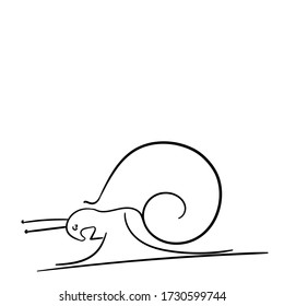 snail vector line angry butts horns forward