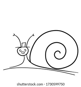 línea vectorial de caracol divertida y rara
