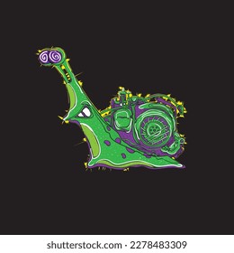 snail with vespa macine vector ilustration