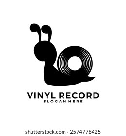 Snail and Vinyl logo combination vector. Snail Music studio logo. Vinyl record logo design vector.