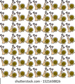 Snail wallpaper, illustration, vector on white background.