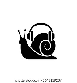 Snail wearing headphones listening to music.