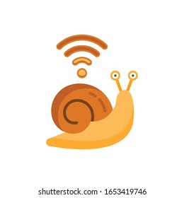 Snail And Wifi Icon. Slow Internet Concept