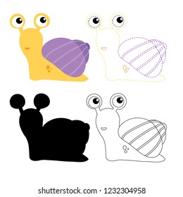 snail worksheet vector design for kid