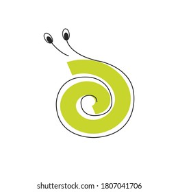 The snail is yellow. Flat simple icon.