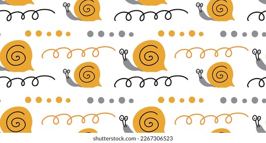 Snails cartoon. Children's seamless pattern vector. Funny snail pattern. Pattern for baby clothes, newborn clothes, baby cards, children's books.