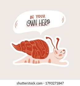 Snails Cat isolated on background. Cartoon animal character. Vector illustration for poster design, kids print, greeting card, social media post. For cards, textile.
