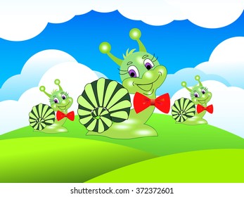 
snails, children illustration