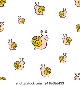 snails cute seamless pattern vector