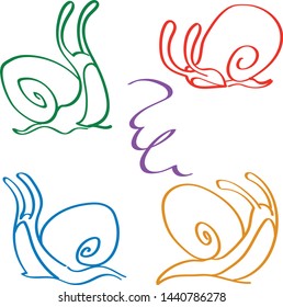 Snails funny vector line graphics