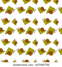 Snails pattern, illustration, vector on white background.