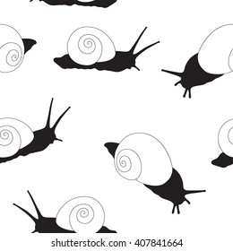 Snails. Seamless pattern. Vector illustration.