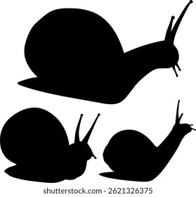 Snails silhouette vector art black and white