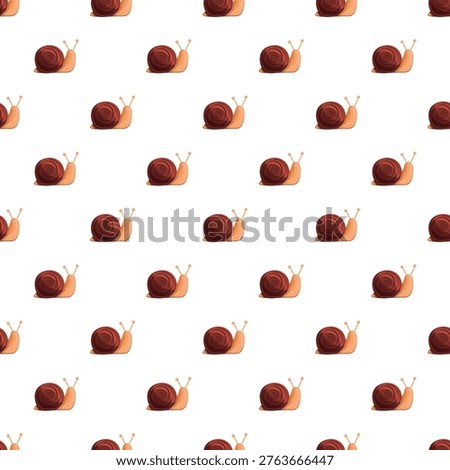 Snails with spiral shells forming a repetitive graphic for packaging or textile