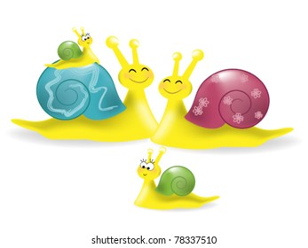 Snails's family isolated on white