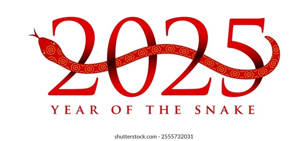 snake with 2025 re color design vector illustration