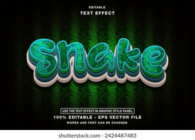 Snake 3D Wildlife Editable Text Effect template design with 3d style use for business brand and logo