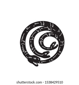 Snake abstract minimal simple geometric logo design icon template silhouette isolated with white background