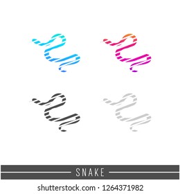 Snake abstract stripe silhouette. Animal design illustration silhouette