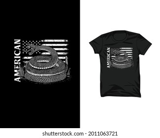 Snake American Flag lllustration Tshirt Design