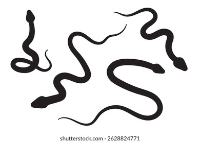snake animal black silhouette icon - designs for jungle animals snake Safaris, wildlife, rainforest, vector on a white transparent background.