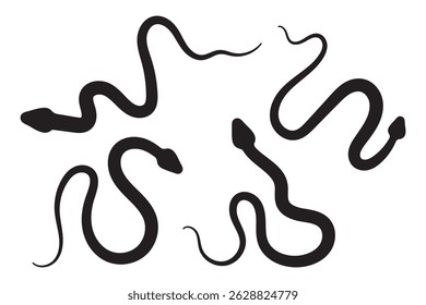 snake animal black silhouette icon - designs for jungle animals snake Safaris, wildlife, rainforest, vector on a white transparent background.