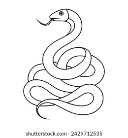 Snake animal Continuous line art on white background