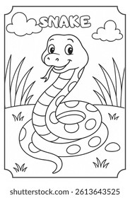 Snake animal illustration without color that can be colored