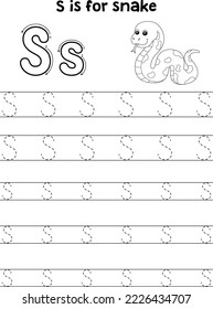 Snake Animal Tracing Letter ABC Coloring Page S