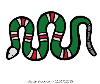 Snake animal vector green color on white background. 