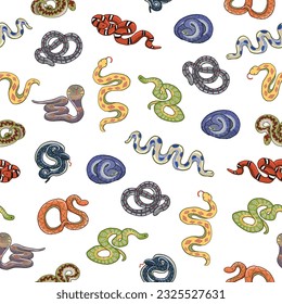 Snake animal vector seamless pattern.