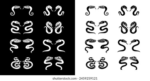 snake animal vector silhouette set