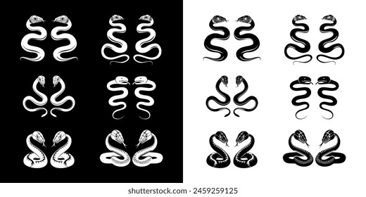 snake animal vector silhouette set