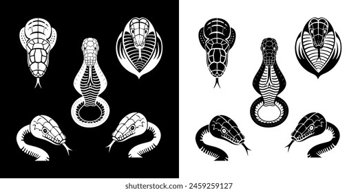 snake animal vector silhouette set