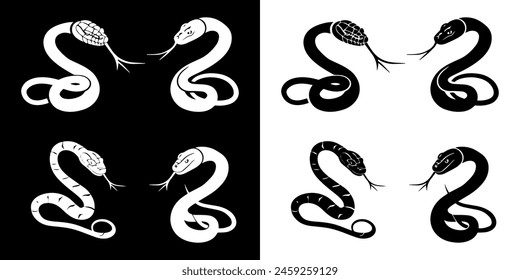 snake animal vector silhouette set