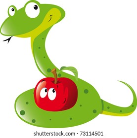snake and apple