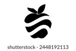 snake and apple, black isolated silhouette