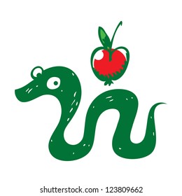 Snake and Apple reptile fruit sin paradise eden