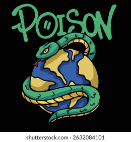 Snake Around Earth Urban Streetwear t shirt design