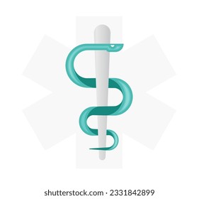 Snake Around Pole - Rod of Asclepius - Symbol  - Stock Icon as EPS 10 File