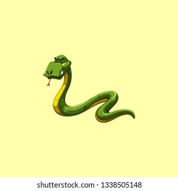 Snake artwork in yellow background