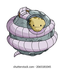 Snake astronaut wrapped on a moon
