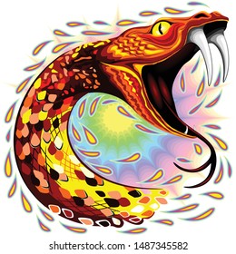 Snake Attack Psychedelic Art Vector Illustration 
